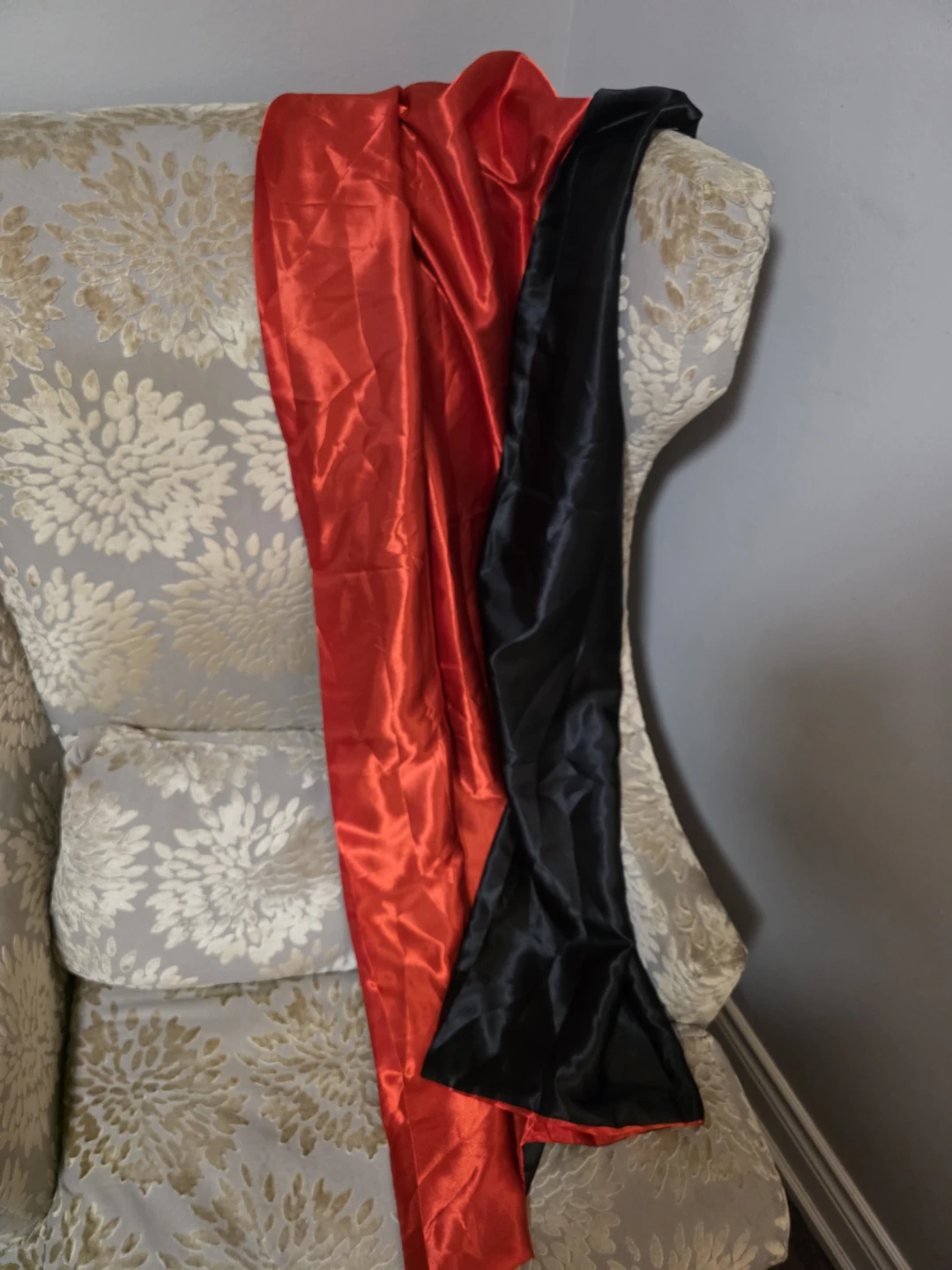 Reversible Red and Black Satin Cape