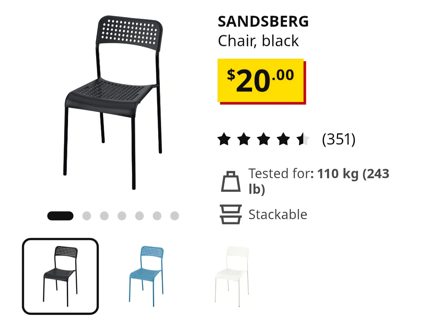 IKEA SANDSBERG Chair - Black - photo 2