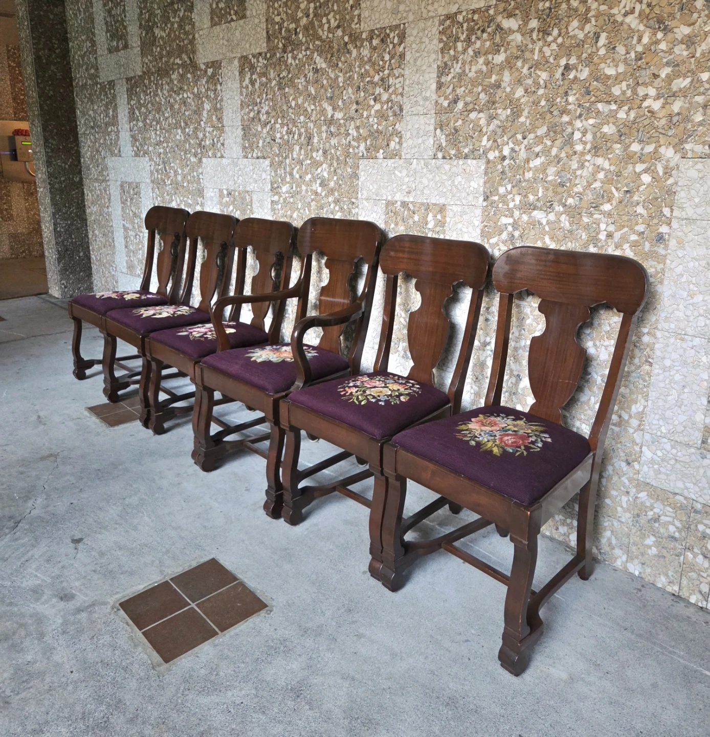 Set of 6 Vintage Solid Mahogany Dining Chairs
