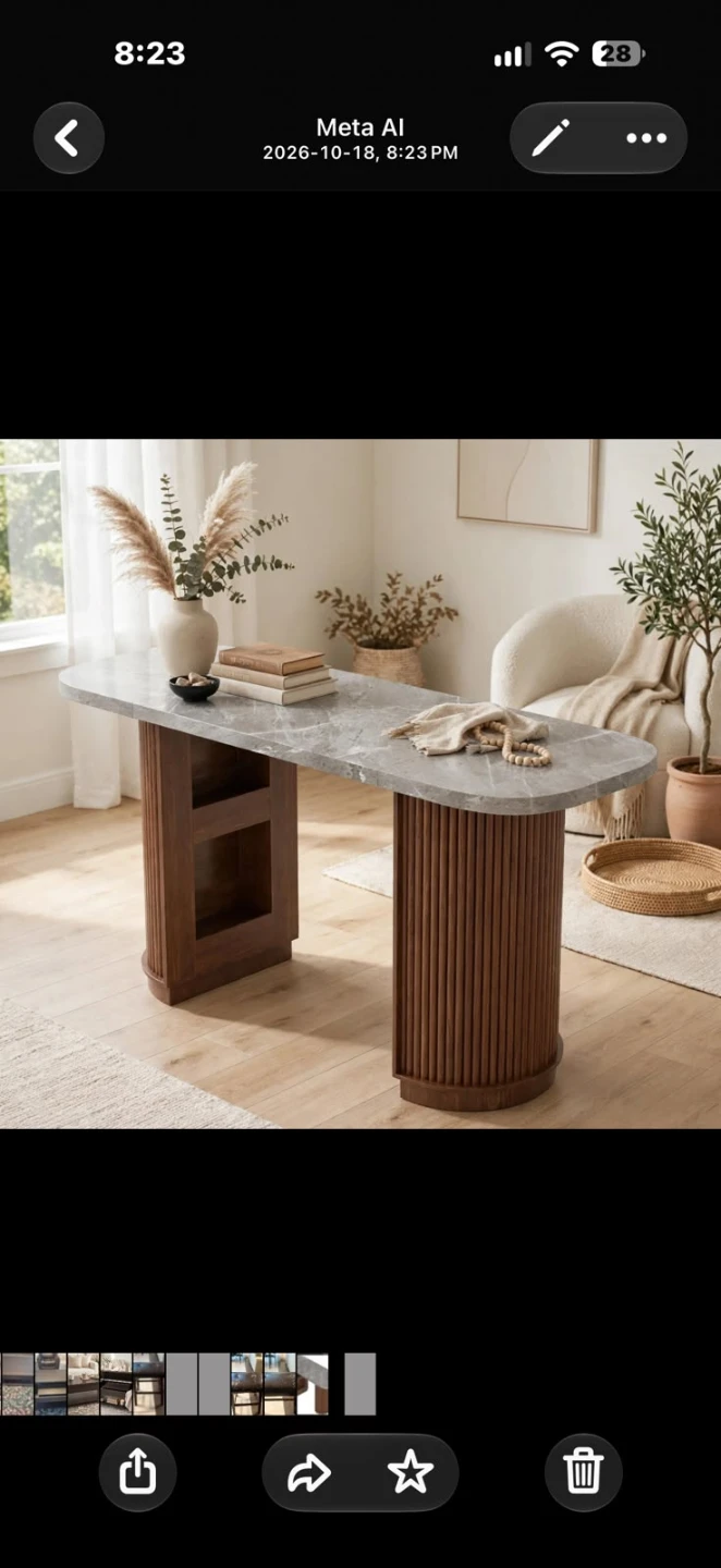 New Console Table with Faux Marble Top
