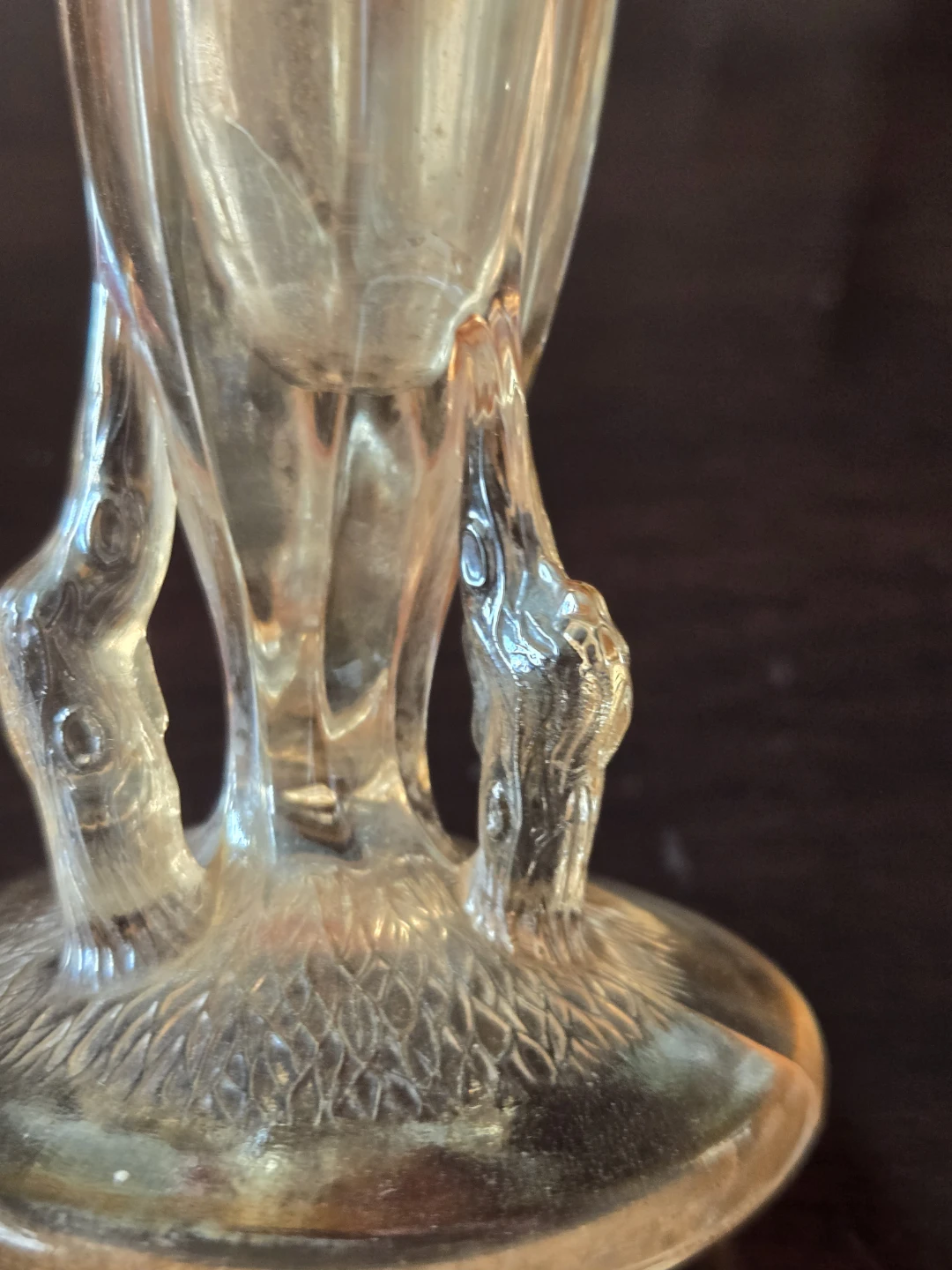 Vintage  "Twigs" pattern marigold carnival glass swung bud vase - photo 2