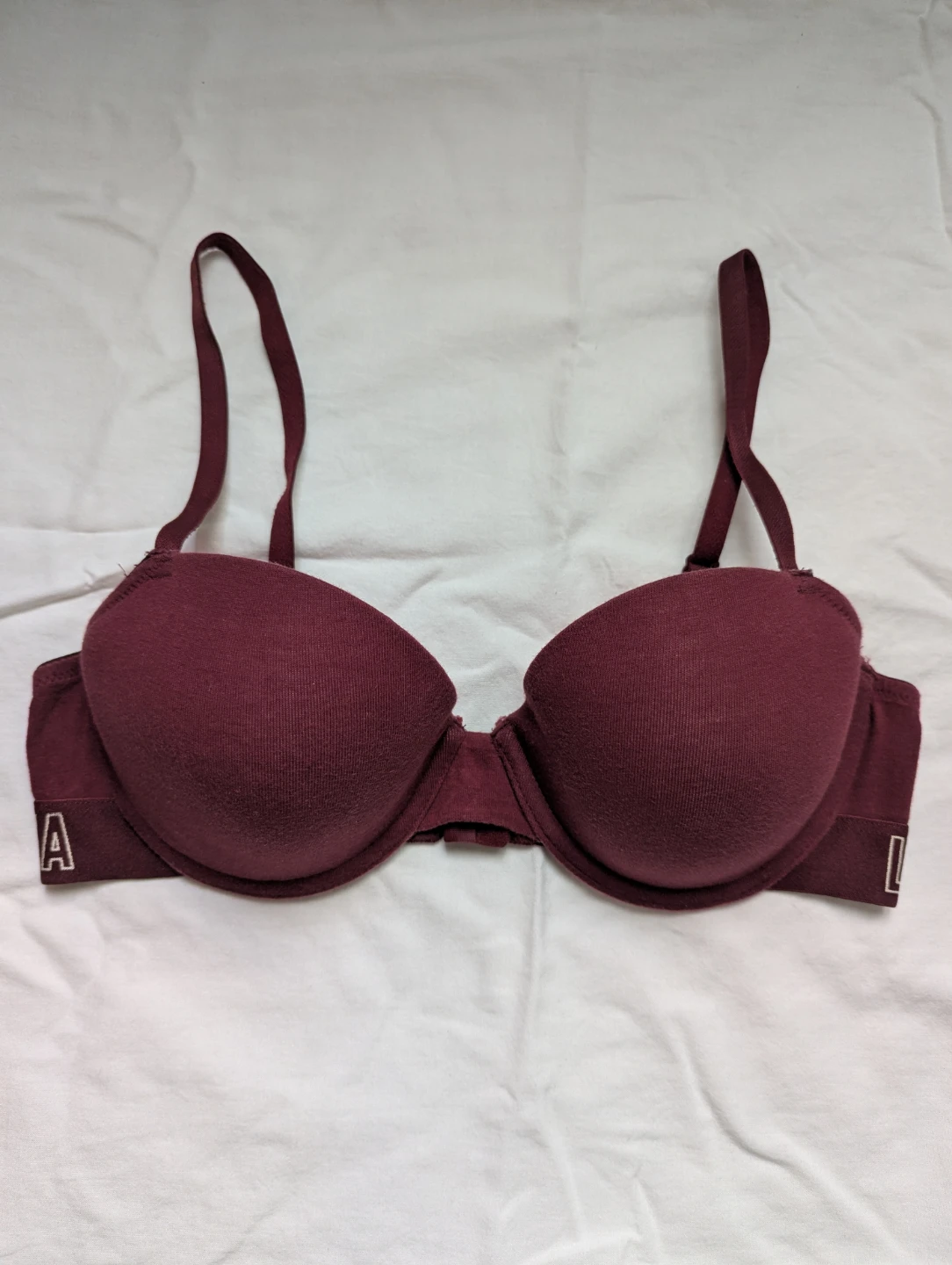 La Senza Remix Lightly Lined Cotton Balconnet Bra 34C burgundy