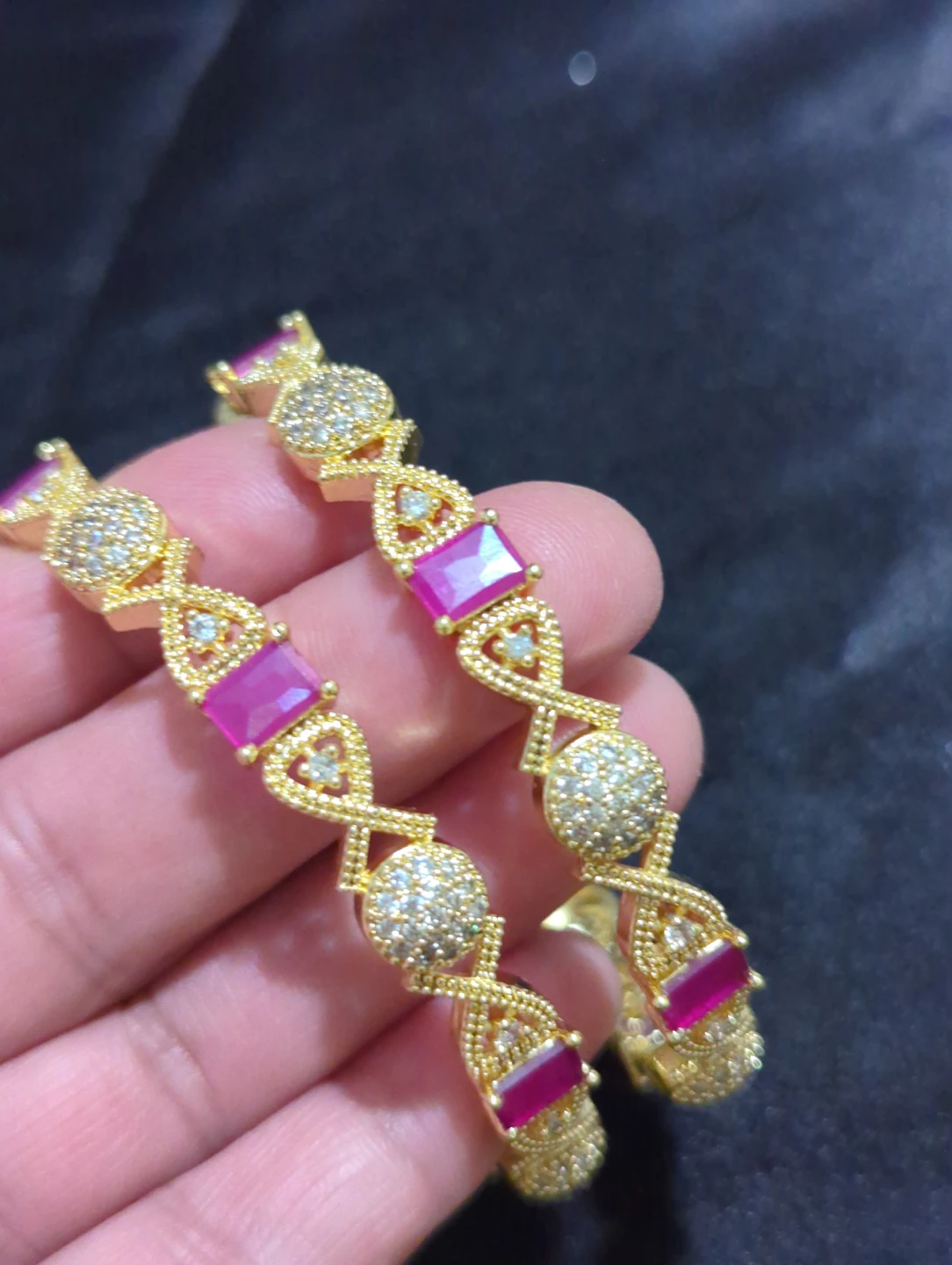 Gold-Tone Stone Embellished Bangles - photo 2