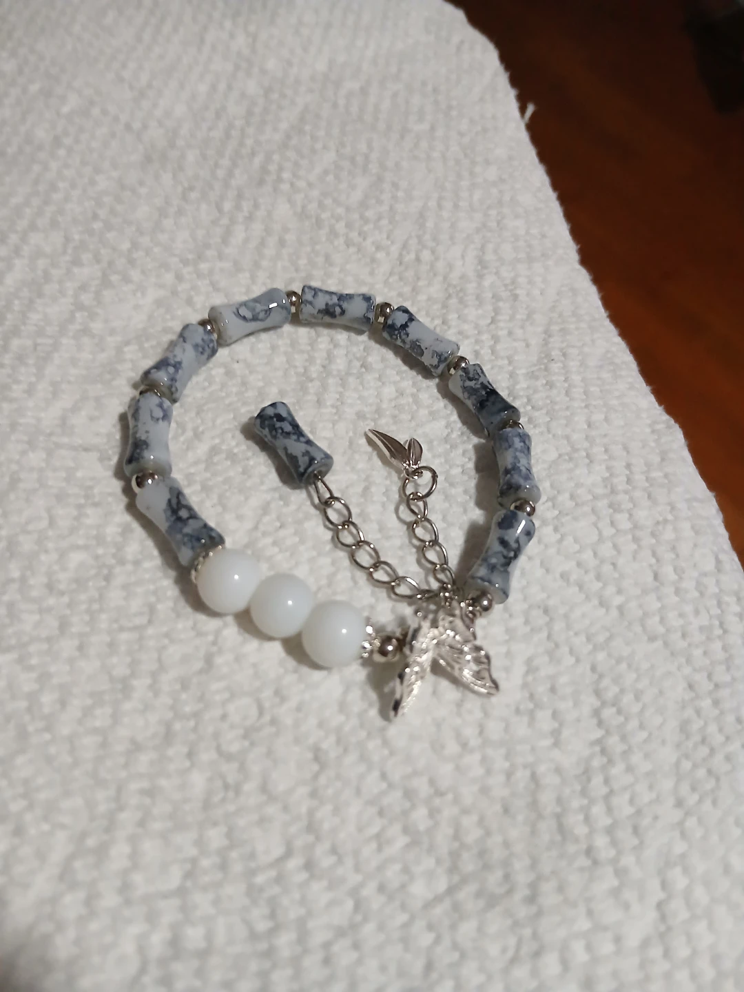 Blue and White Beaded Butterfly Bracelet - photo 5