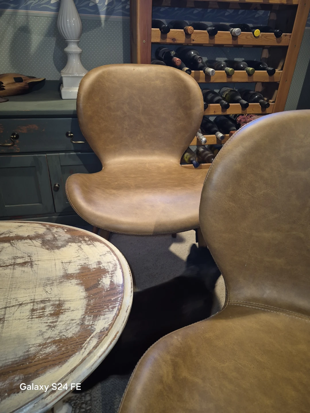 Mid-Century Modern Brown Faux Leather Dining Chairs - Set of 2 - photo 4