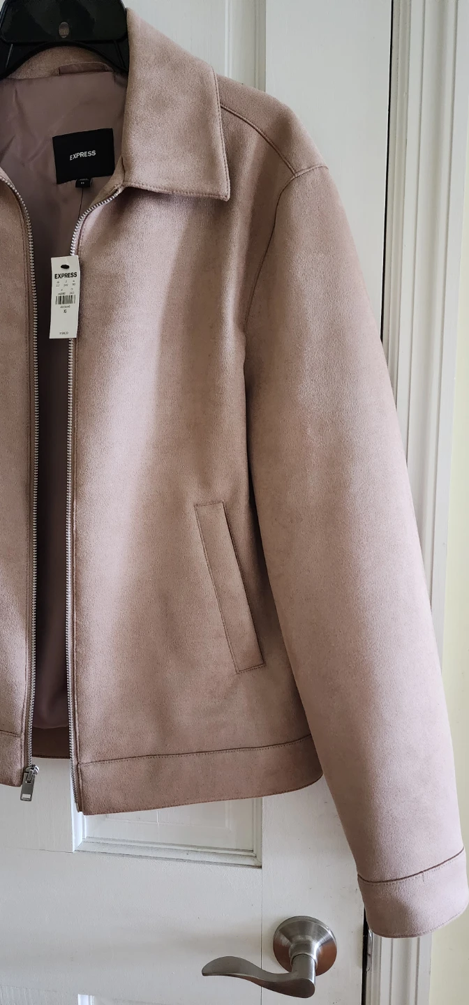 Express Men's Beige Suede Bomber Jacket XS - photo 3