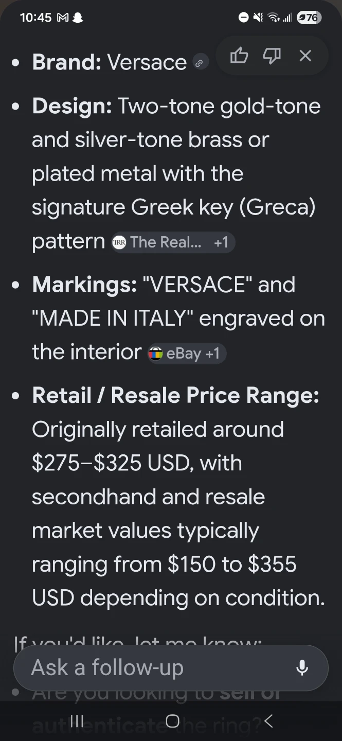 Versace Greca Pattern Ring - photo 4