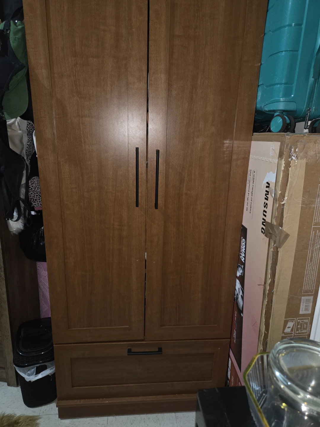 Wooden Wardrobe with Bottom Drawer