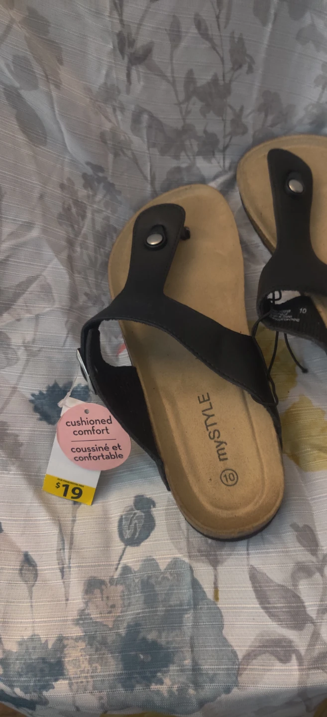 mySTYLE Black Thong Sandals Size 10 - photo 2