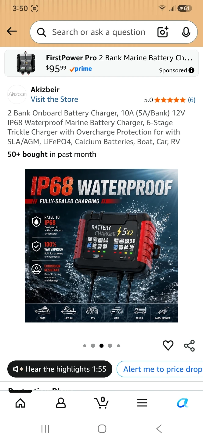 Akizbeir 2-Bank 10A 12V Waterproof Marine Battery Charger - photo 5
