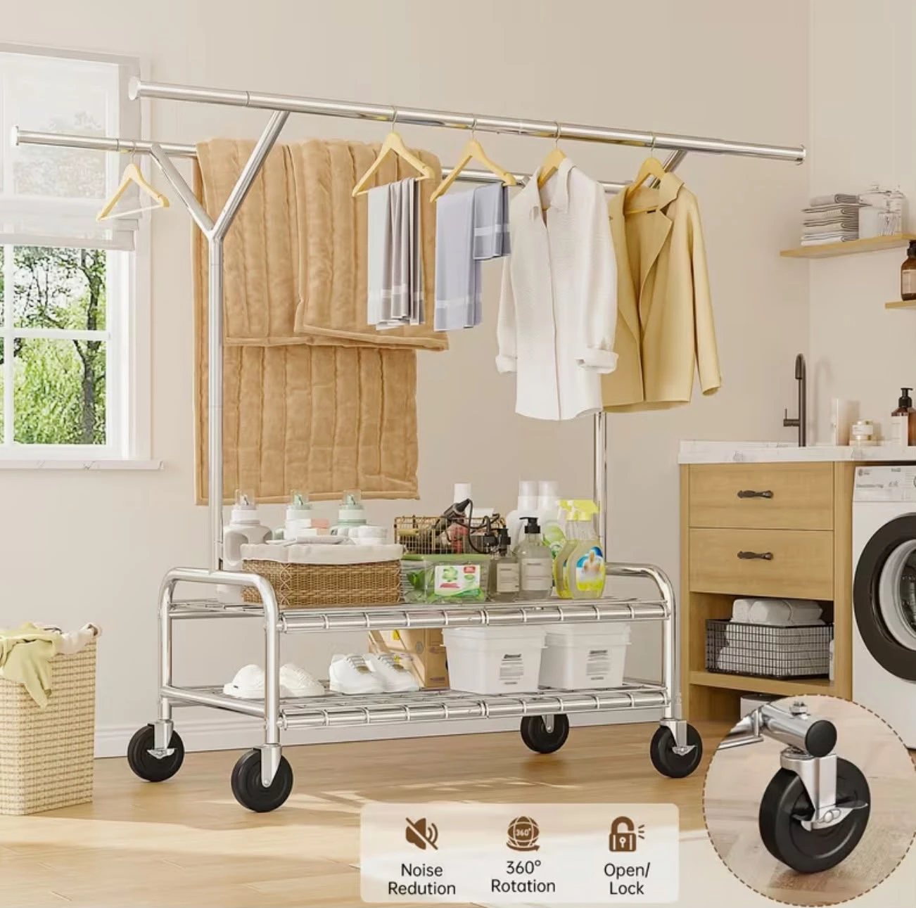 Brand new in box - Double Rod Heavy Duty Adjustable Clothes Rack - photo 5