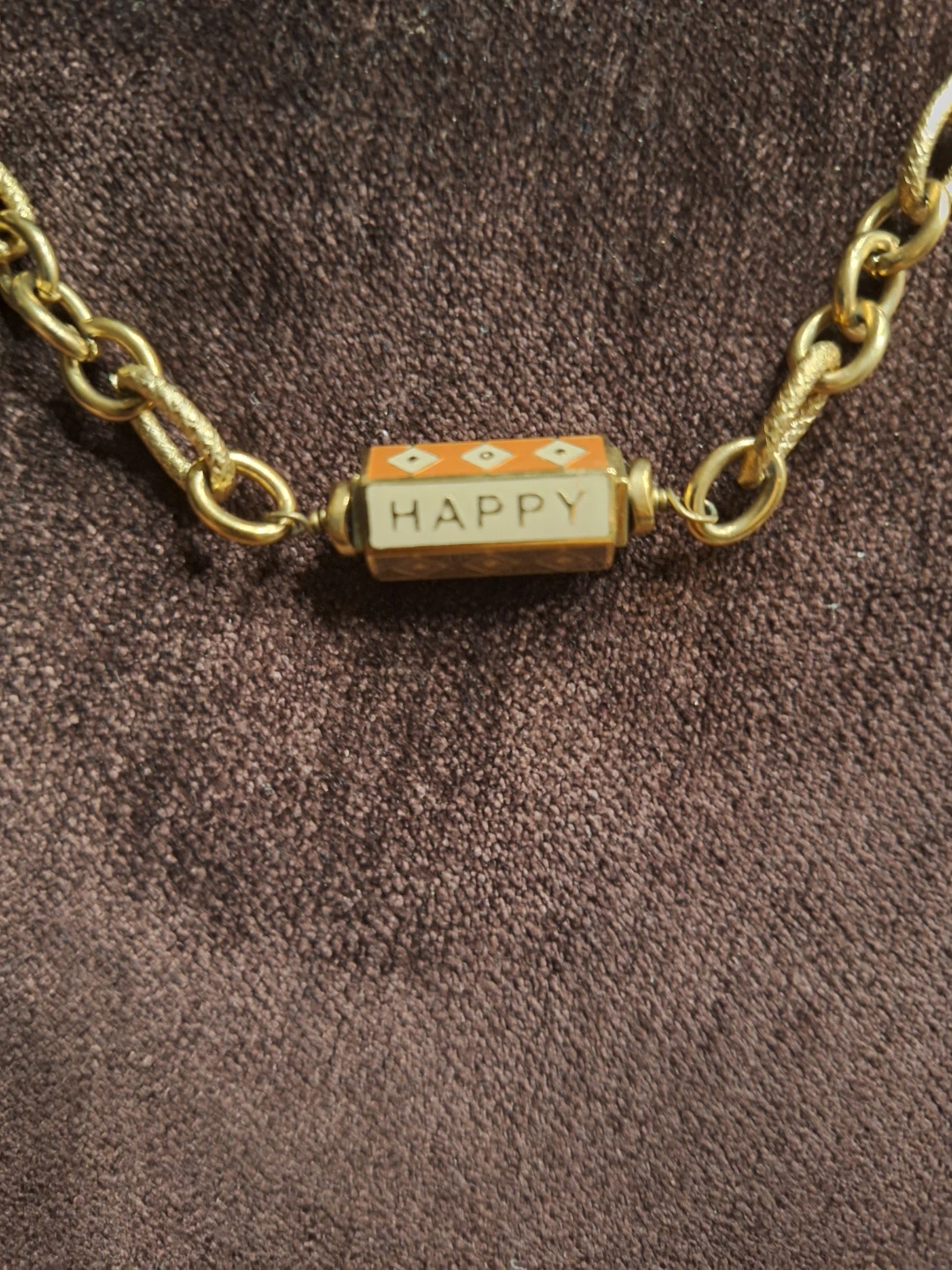 Gold-Tone Chain Necklace with Happy Pendant - photo 2