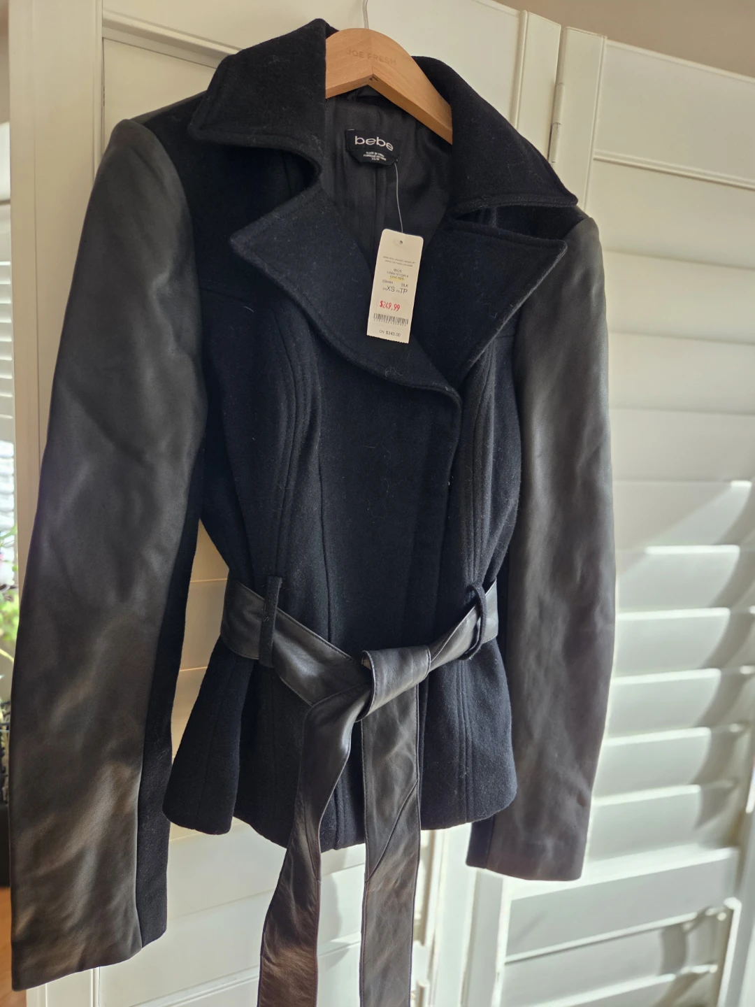 bebe Wool and Leather Jacket Black - photo 2