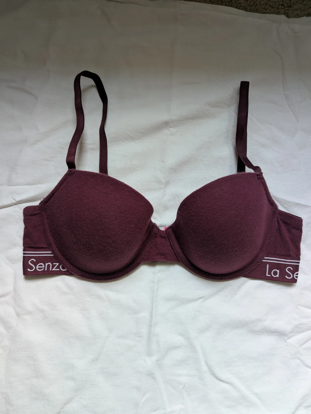 La Senza Remix Lightly Lined Cotton Balconnet Bra 34C burgundy