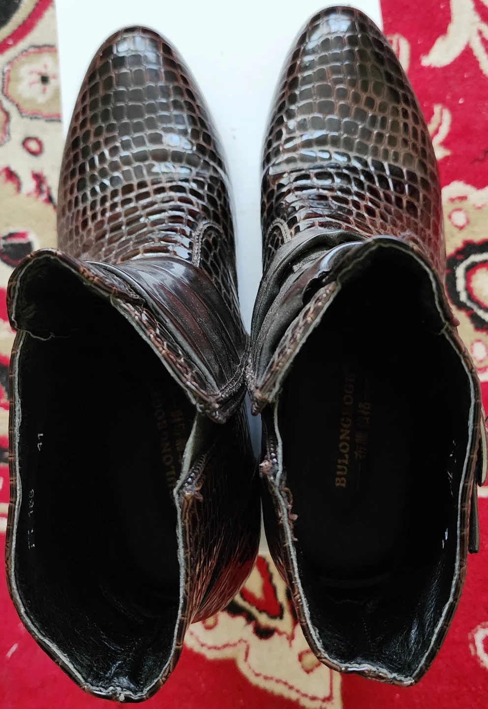 Women's Faux Croc / Reptile Embossed Ankle Boots – Size EU 41 - photo 3