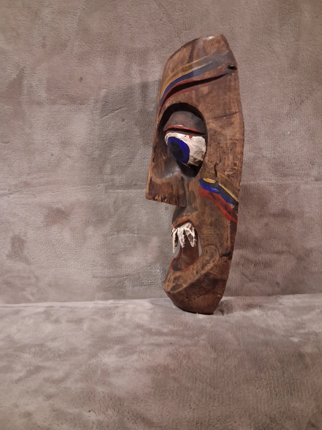 Hand-Carved Wooden Wall Mask - photo 2