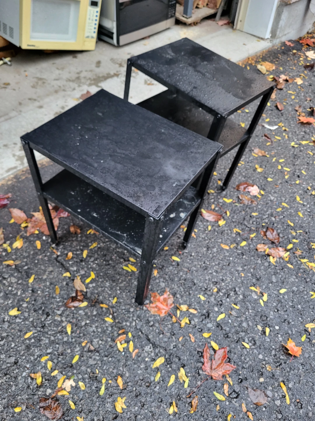 Set of 2 Black Metal Ikea Side Tables