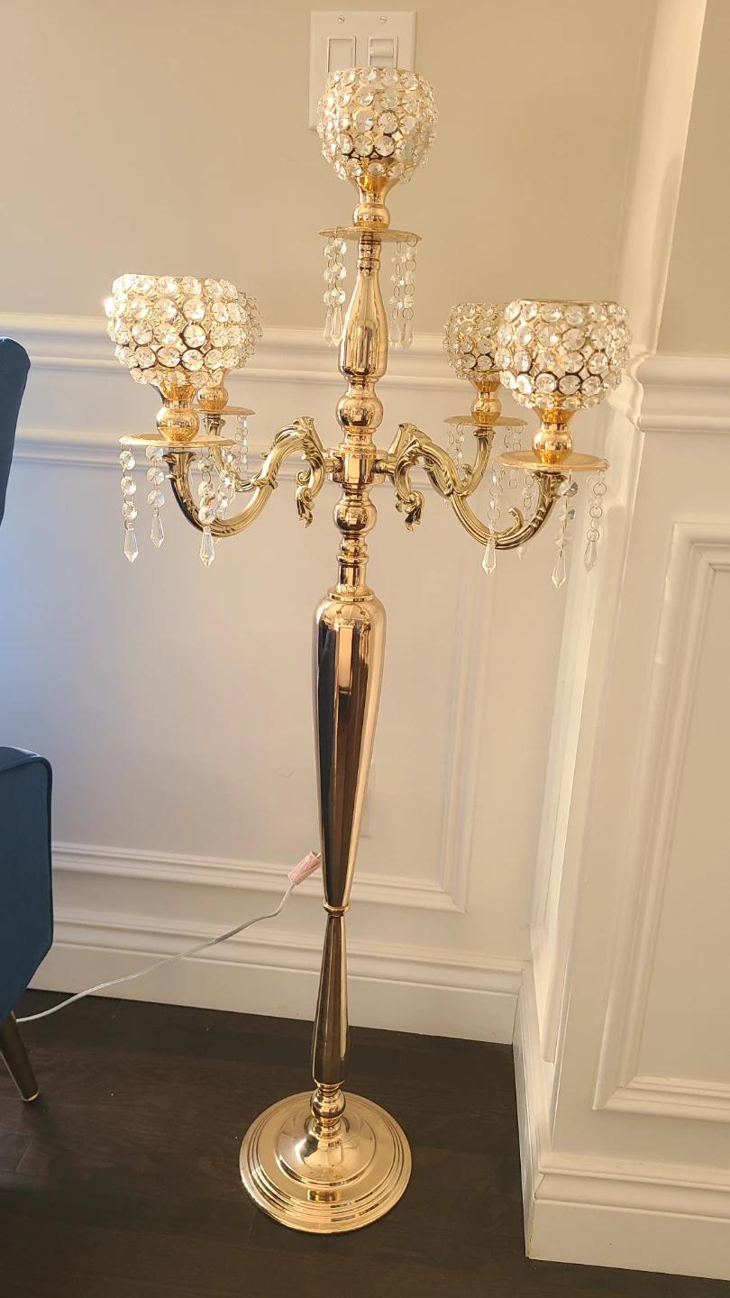 Gold Crystal Candelabra Floor Lamp