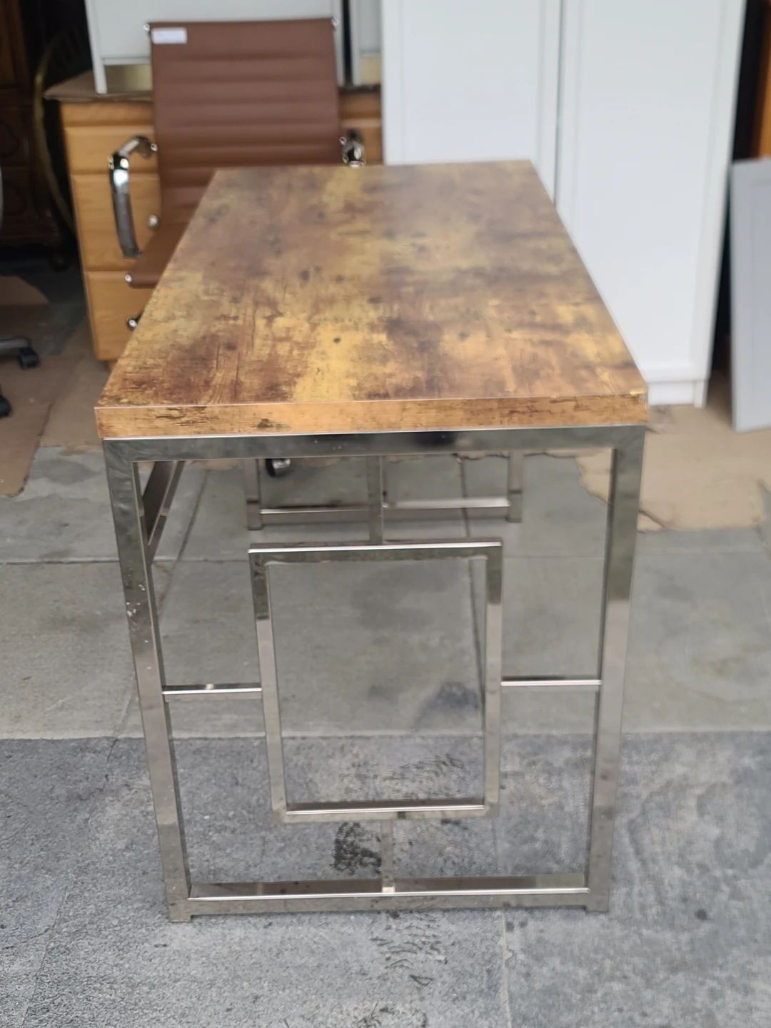 Rustic Wood and Chrome Geometric Desk - photo 3
