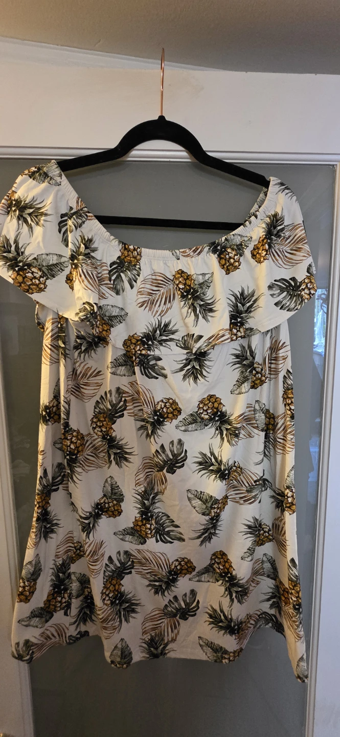 Ardene Off-Shoulder Pineapple Print Dress - Large