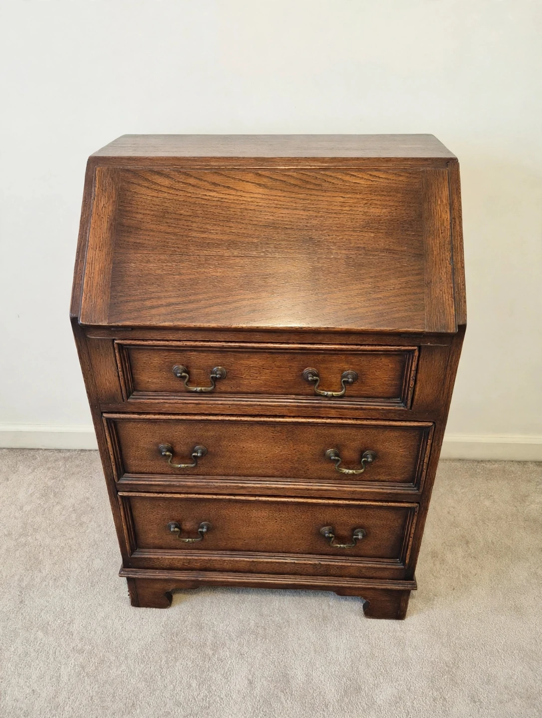 Vintage Oak Drop-Front Secretary Desk - photo 3