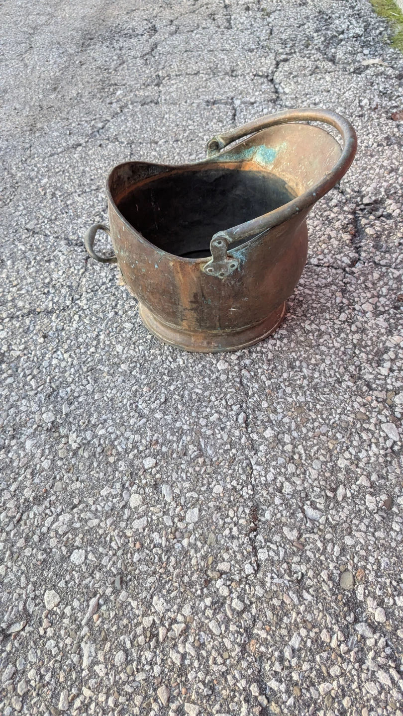 Vintage Copper Fireplace Coal Bucket - photo 2