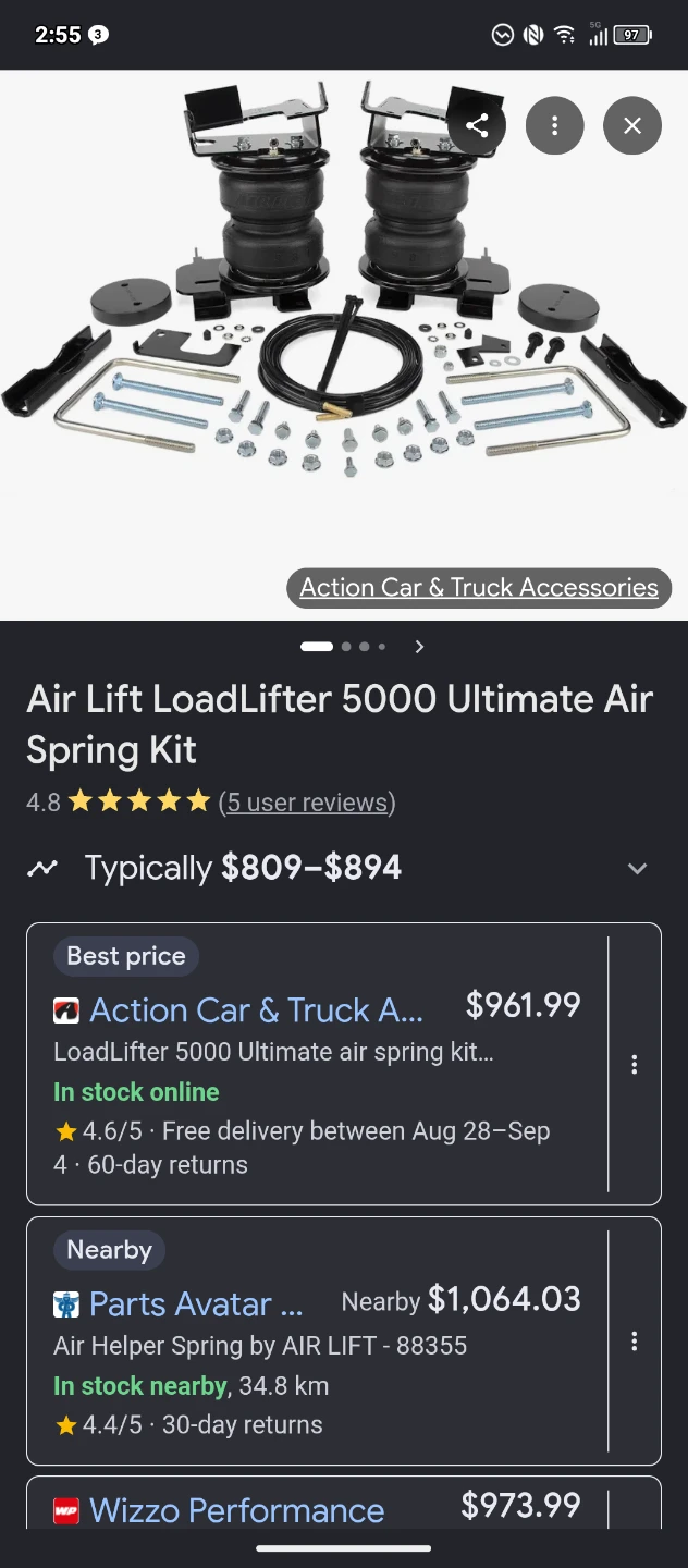 Air Lift LoadLifter 5000 Ultimate Air Spring Kit 88355