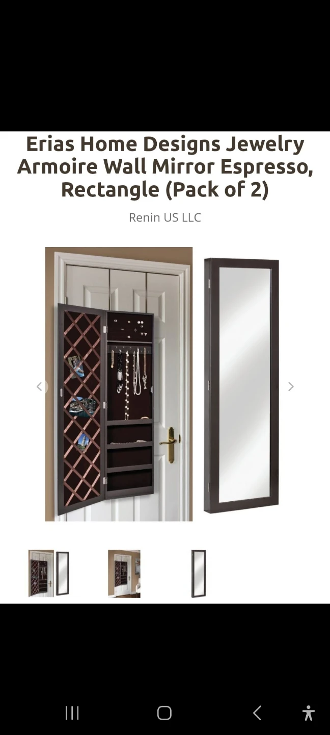 Erias Home Designs Jewelry Armoire Wall Mirror Espresso - photo 2