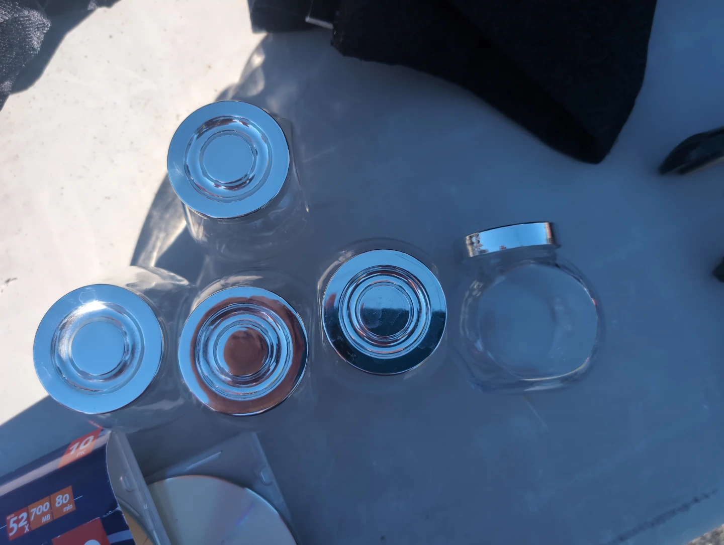 Set of 5 Glass Jars with Silver Lids
