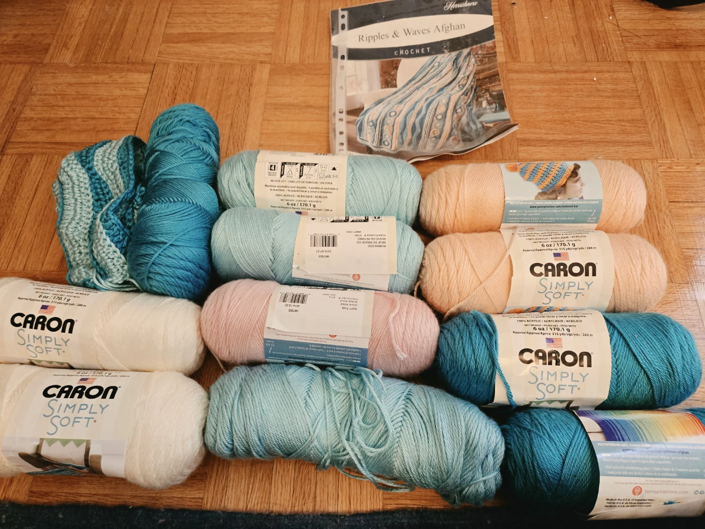 A huge lot of Caron Simply Soft Yarn and pattern