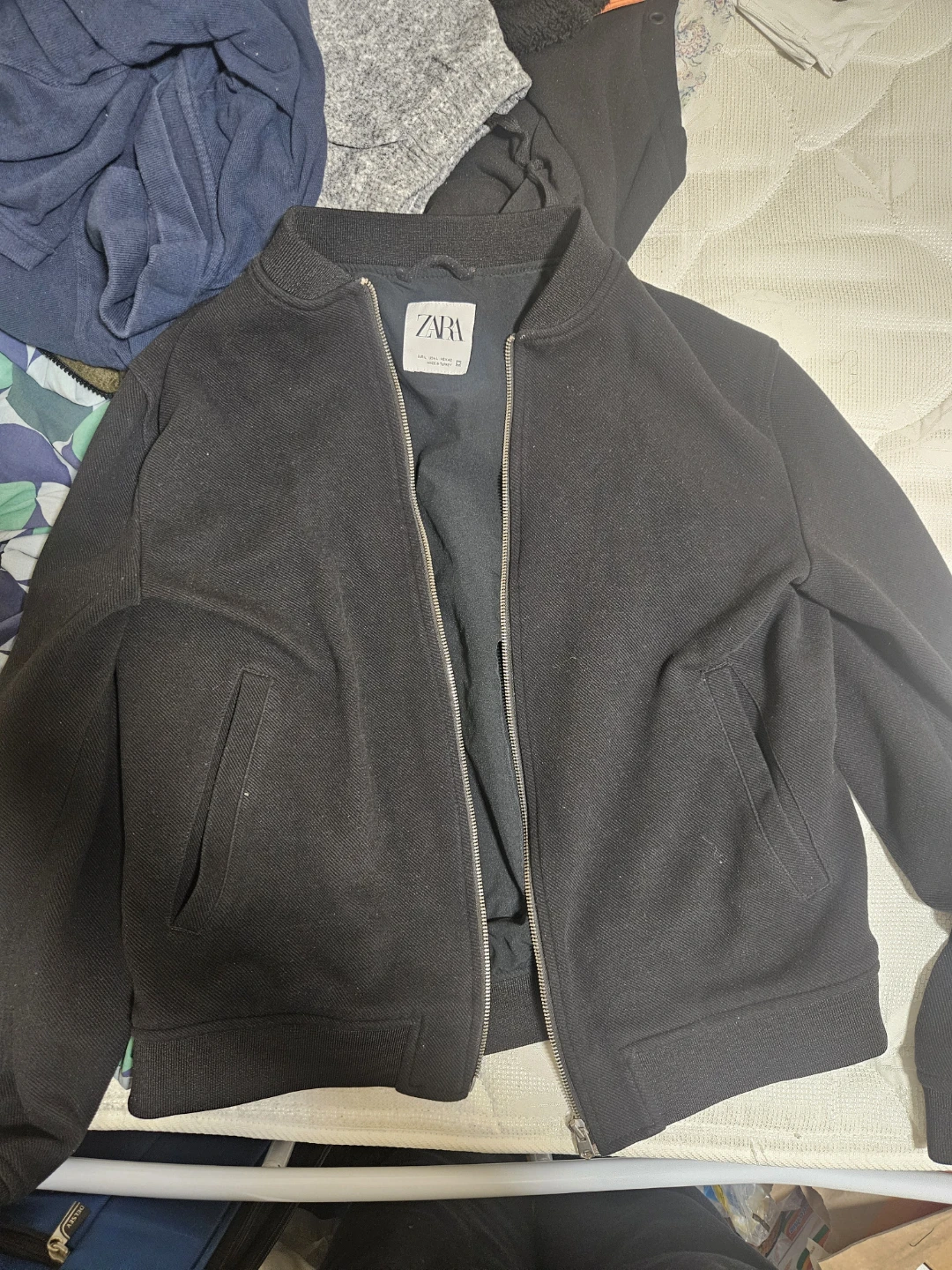Zara cotton black bomber jacket