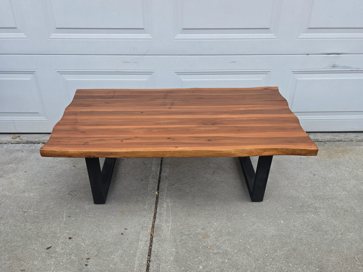 Solid Acacia Wood Live Edge Coffee Table in Pecan w Black U-Legs - photo 4