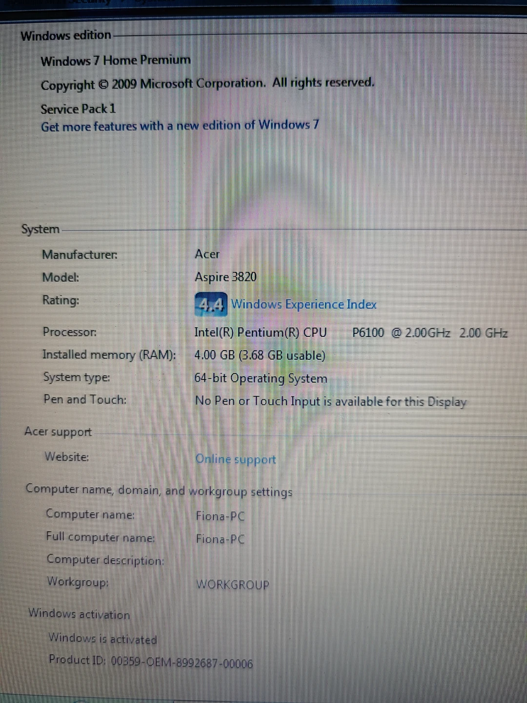 Acer Aspire 3820 Laptop - photo 3