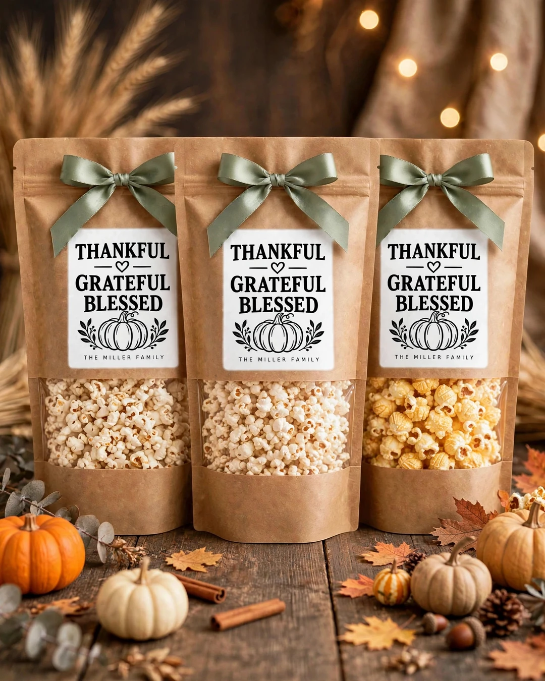 Personalized Thanksgiving Popcorn Gift Bags – $10