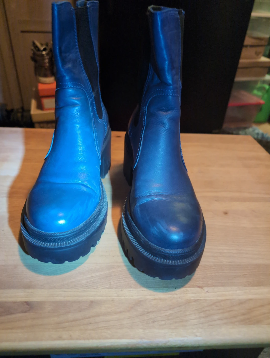 Leather Inuovo Blue Chelsea Boots Size 38