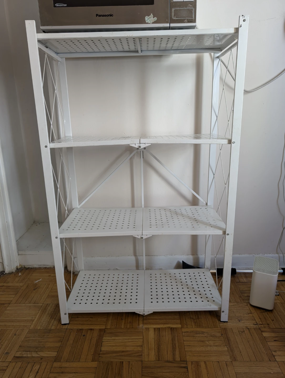 White 4-Tier Folding Metal Storage Shelf