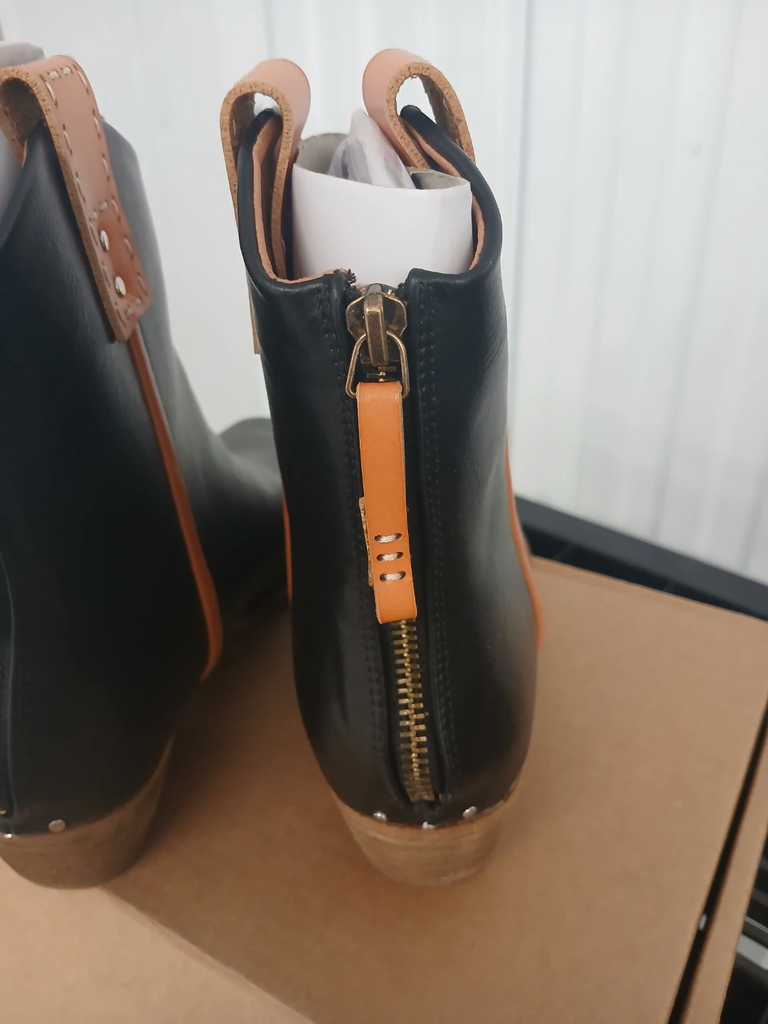 Black and Tan Leather Ankle Boots - photo 3