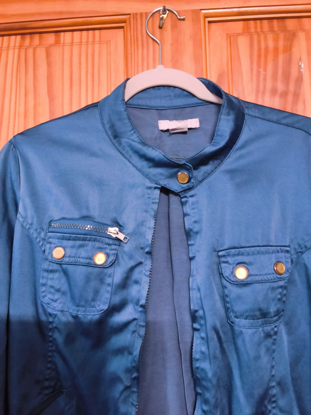 MAX Teal Satin Bomber Jacket - photo 2