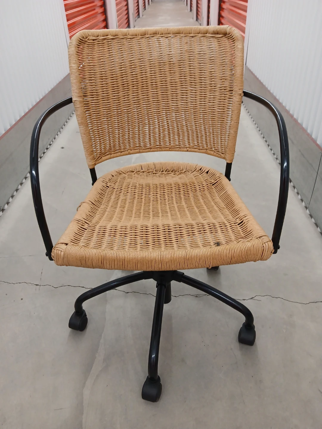 Woven Wicker Rolling Desk Chair