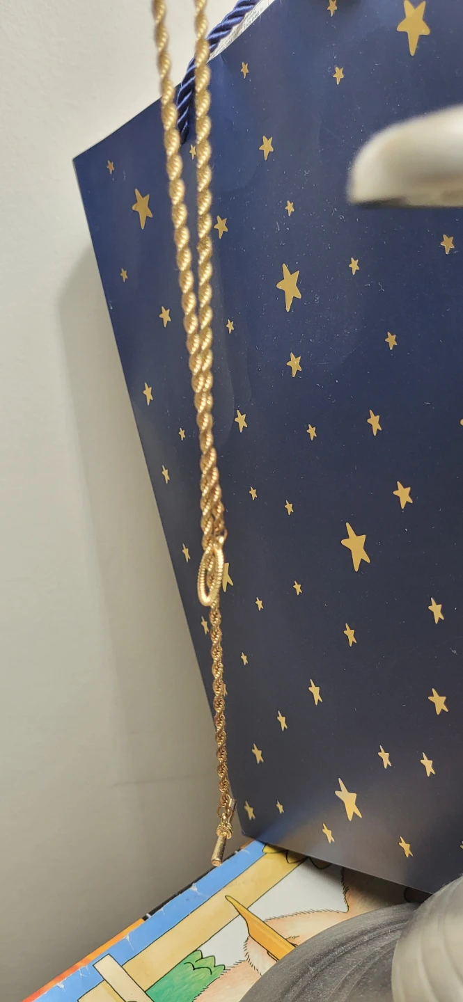 Gold-tone rope chain necklace with toggle clasp