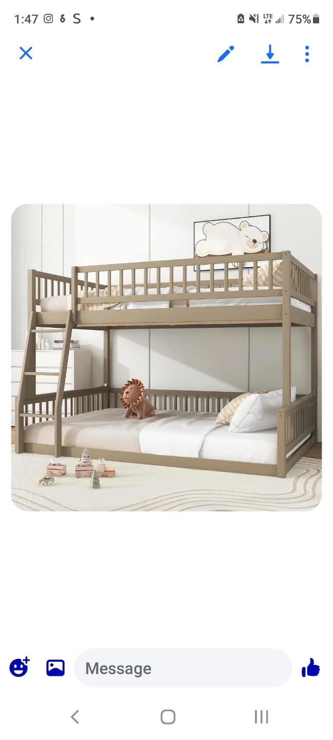 Wooden bunk bed frame with 1 full zise matress - photo 2