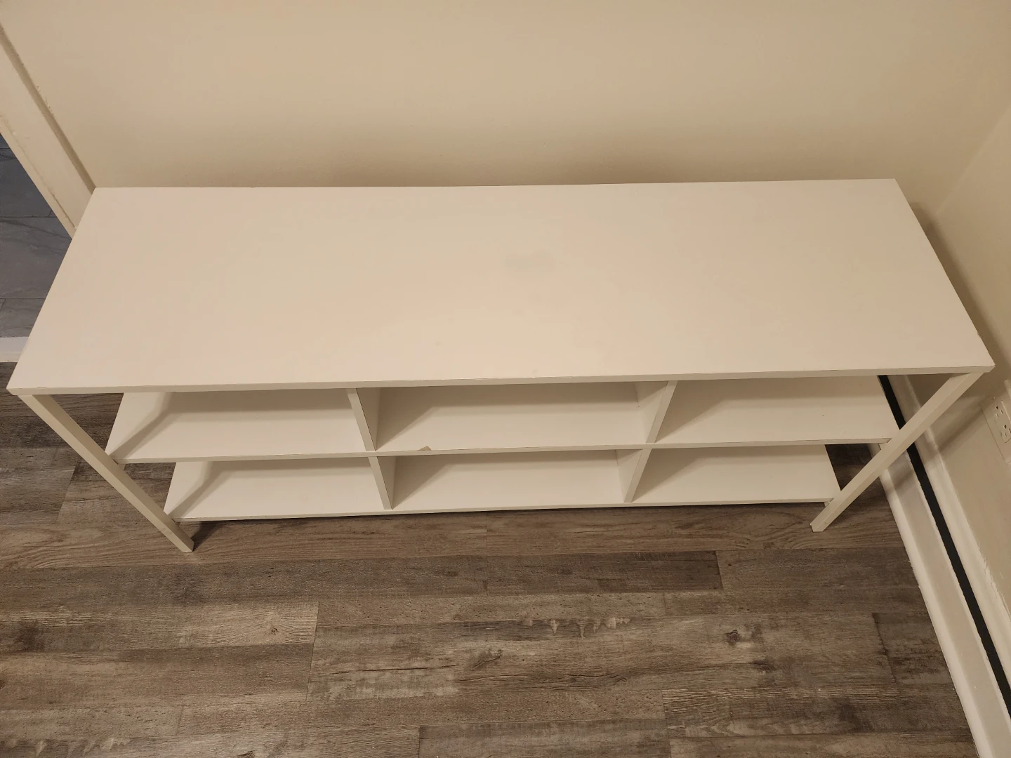 Mesa TV Blanca - White Open Storage Console Table