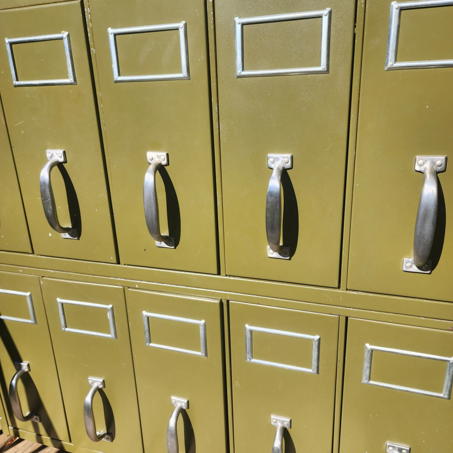 Vintage industrial Metal 10-Drawer Card Catalog Filing Cabinet - photo 2