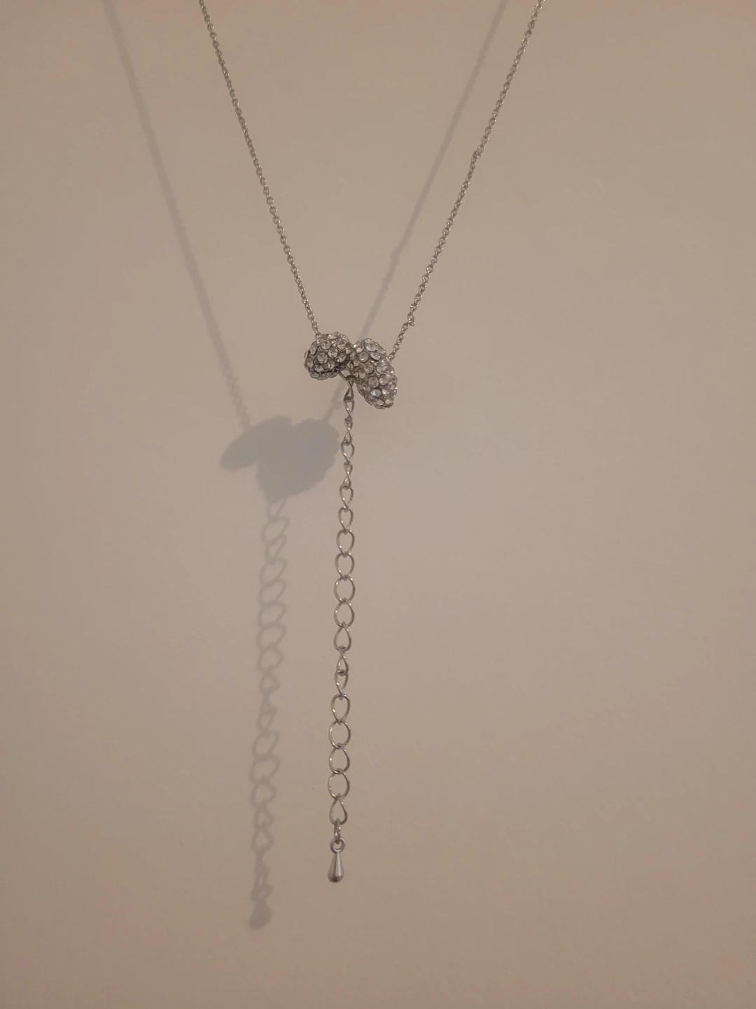 Silver-tone pave pendant necklace