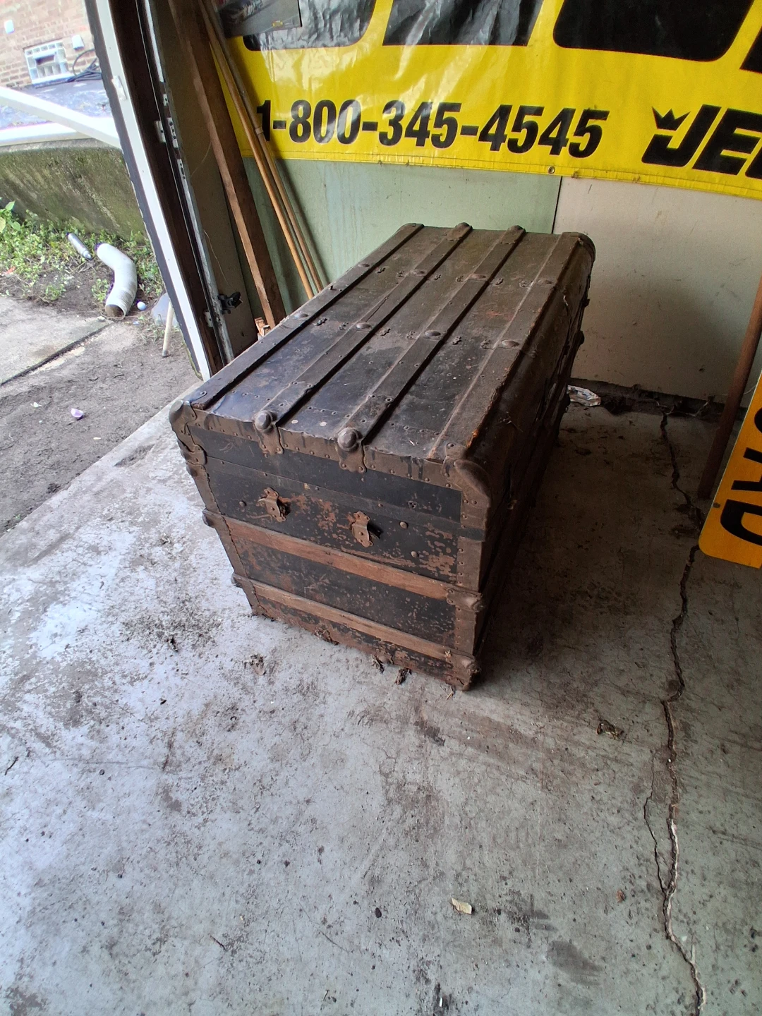 Vintage Black Metal Storage Trunk - photo 2