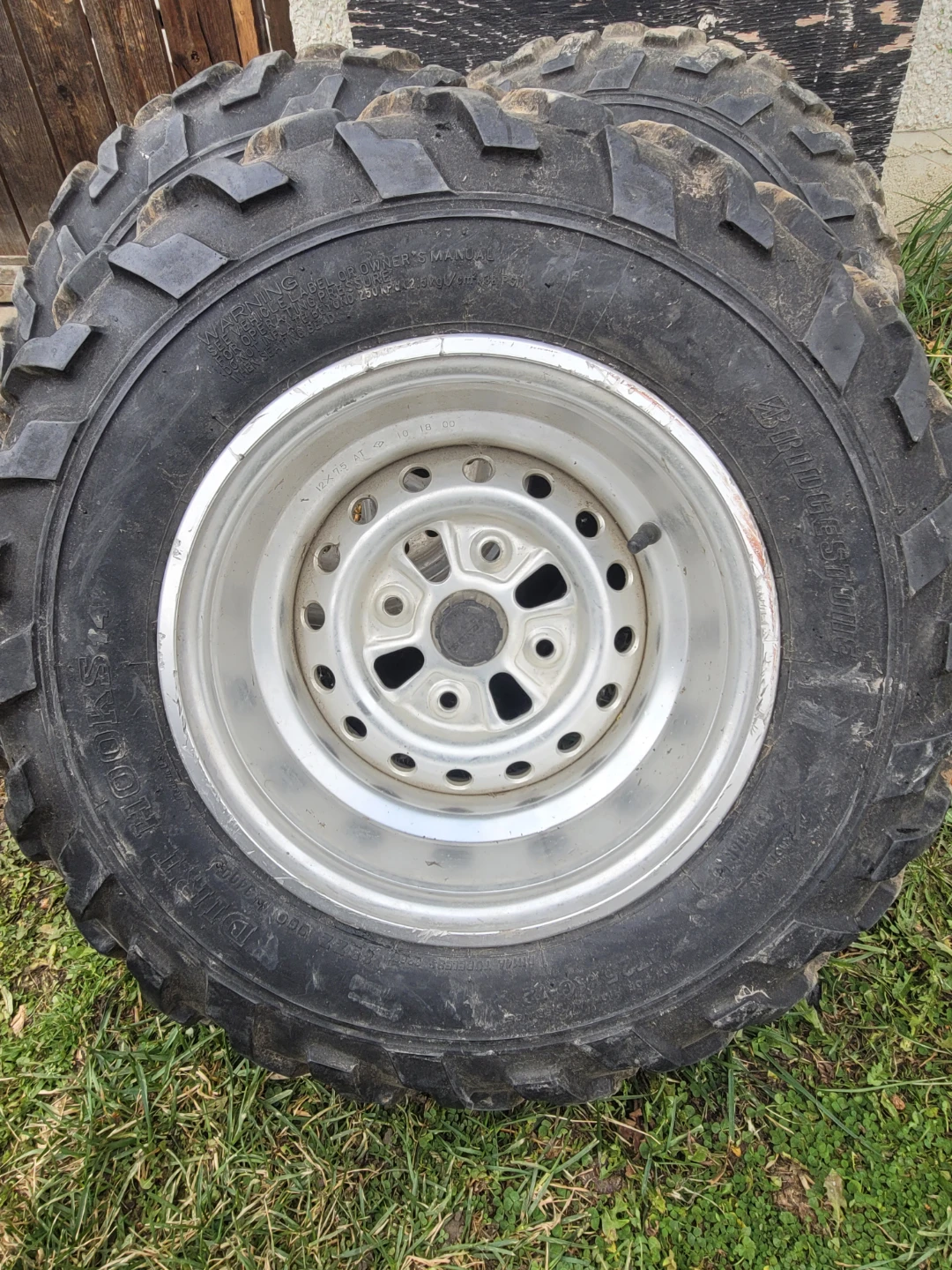 Set of 4 Bridgestone Dirt Hooks ATV Tires and Aluminum  Rims - photo 4