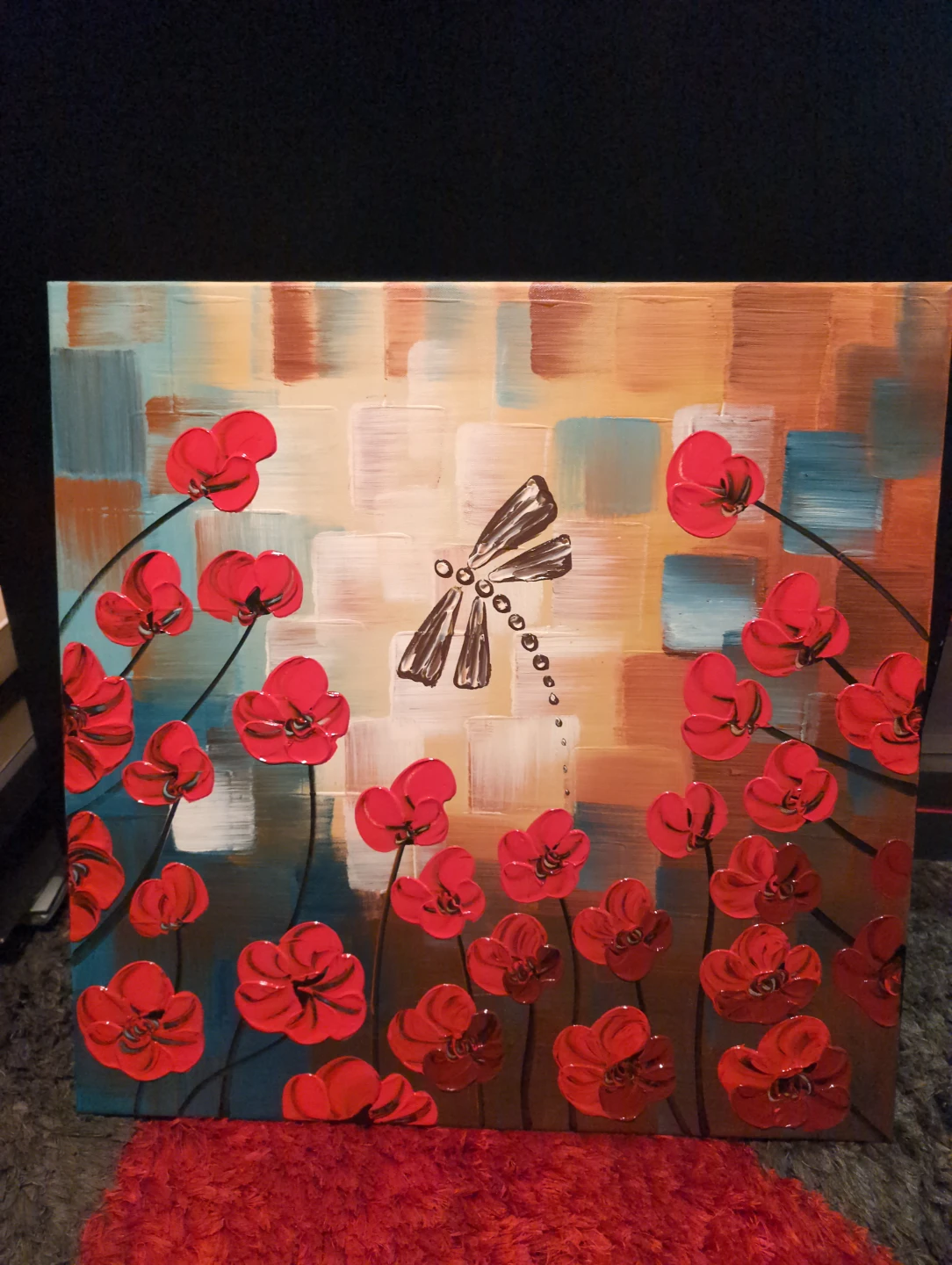 Dragonfly and Poppy Flower Canvas Art - photo 2