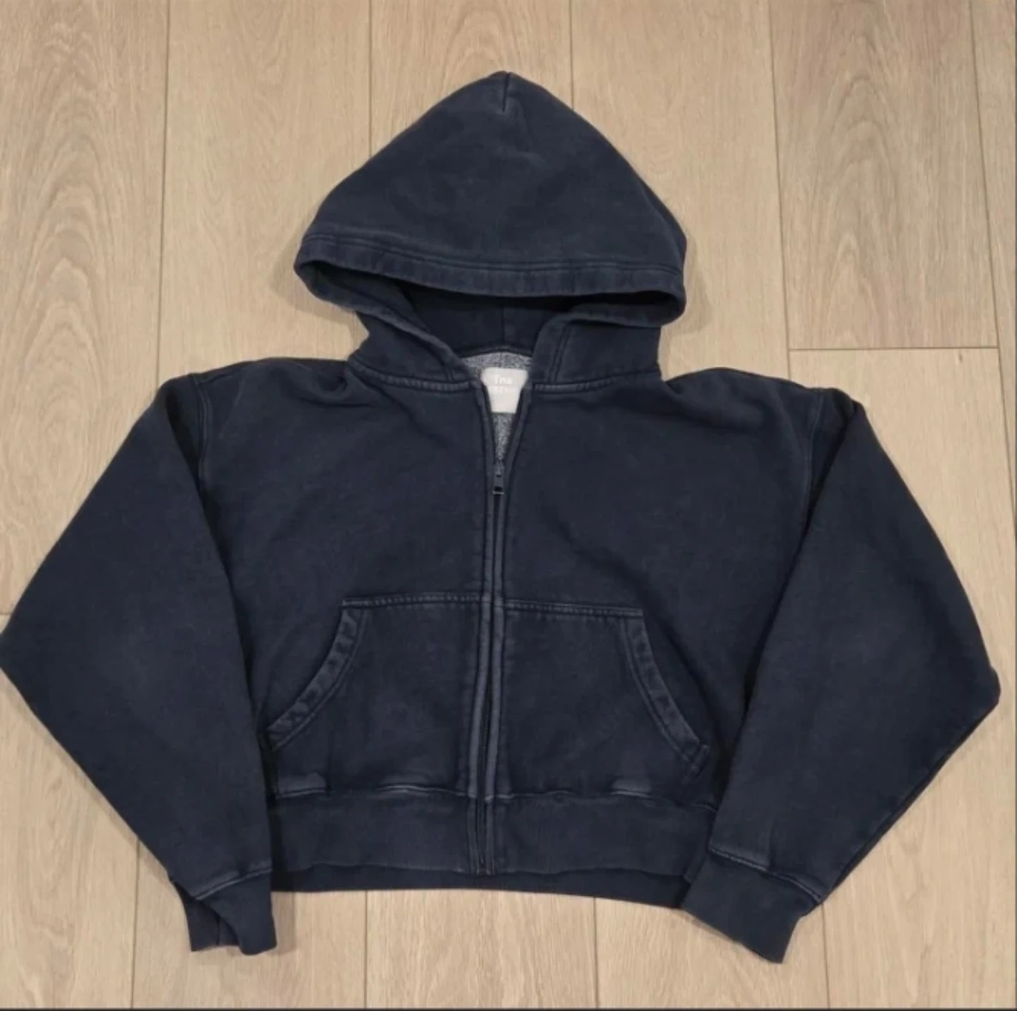 TNA CozyAF Fleece Navy Cropped Zip-Up Sweater - Size Small