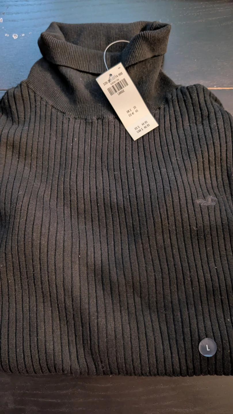 Hollister Ribbed Turtleneck Sweater - Black - Large