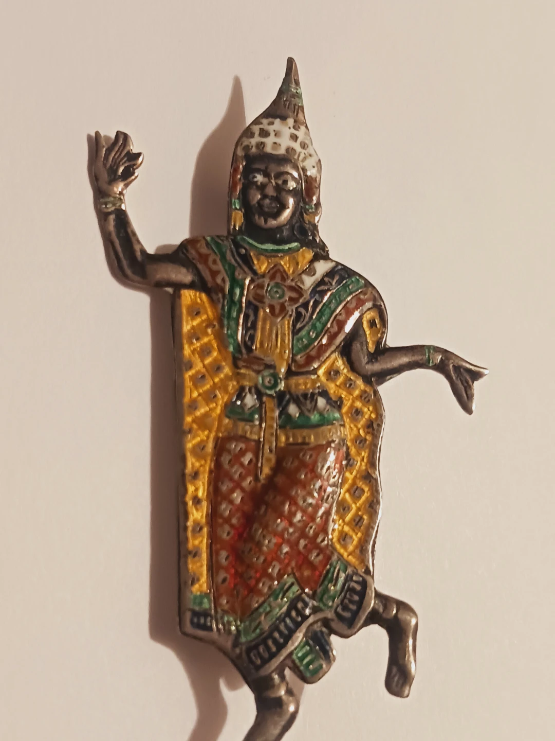 Siam NielloThai Dancer Sterling Silver 925 Brooch - photo 2